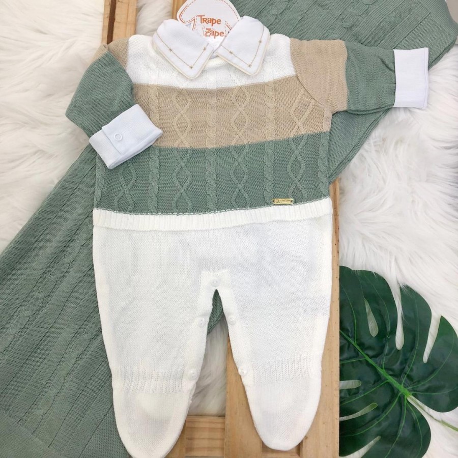  Saida de Maternidade Nicolas - Verde e Areia com Body